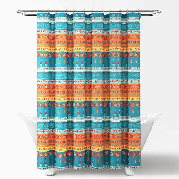 Lush Décor Boho Watercolor Border Shower Curtain