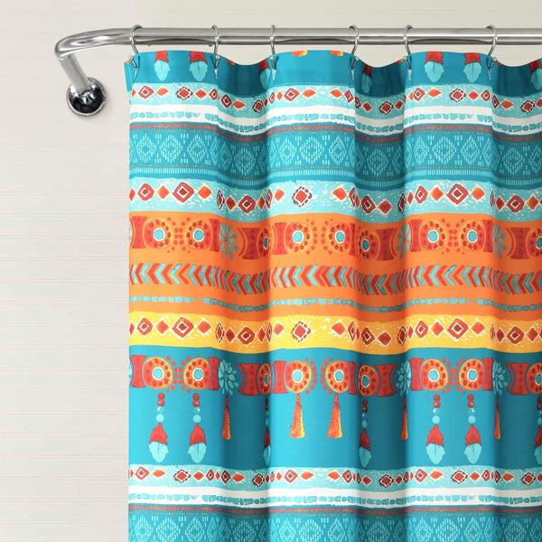 Lush Décor Boho Watercolor Border Shower Curtain