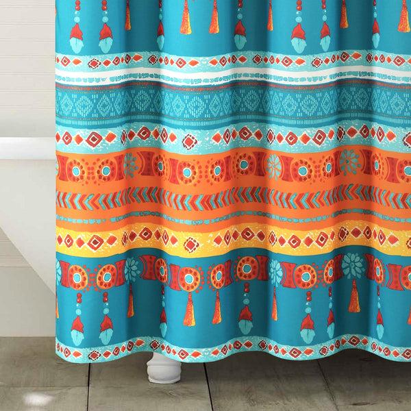 Lush Décor Boho Watercolor Border Shower Curtain