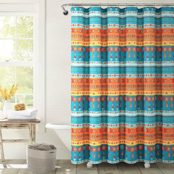 lush décor Boho Watercolor Border Shower Curtain