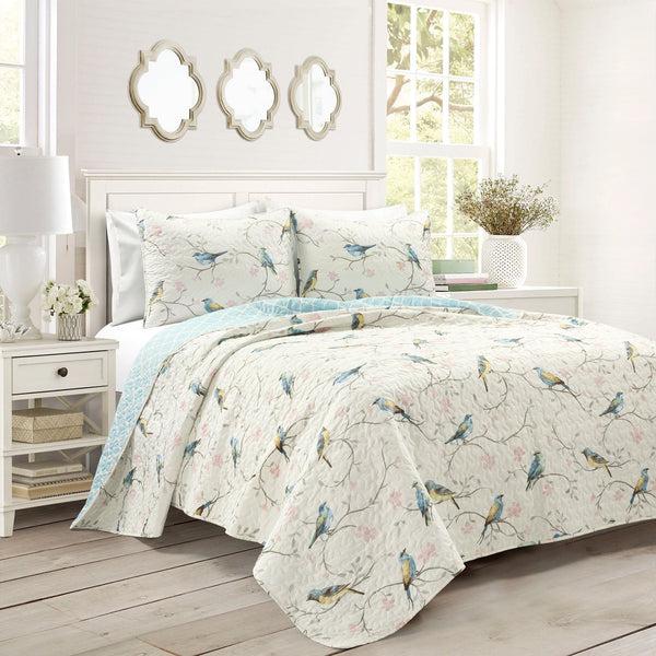 lush décor Botanical Bird & Flower Quilt 3 Piece Set