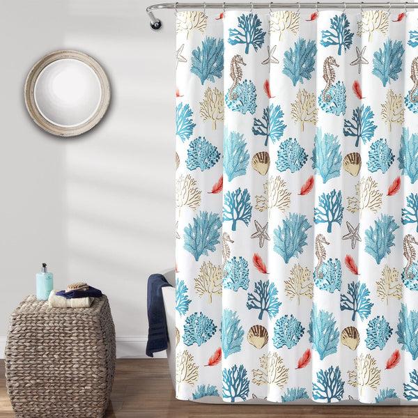 lush décor Coastal Reef Feather Shower Curtain