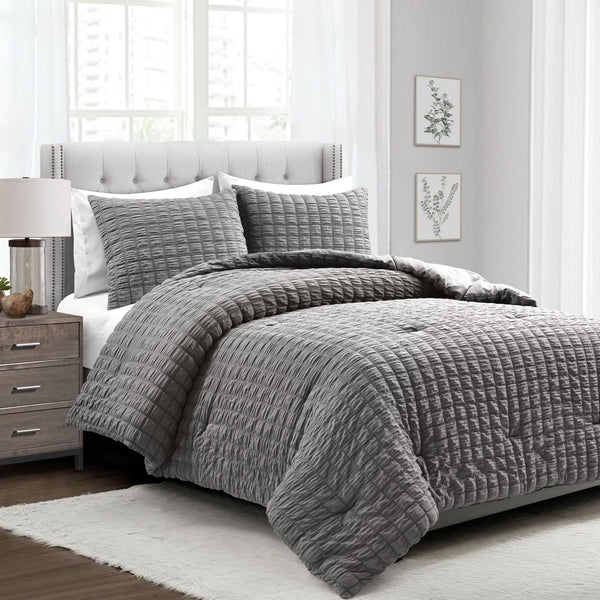Lush Décor Crinkle Textured Dobby Comforter Set