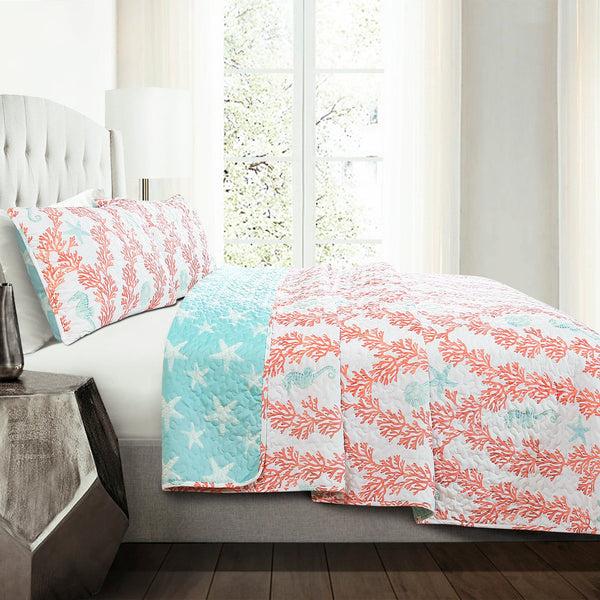Lush Décor Dina Coral Quilt 3 Piece Set