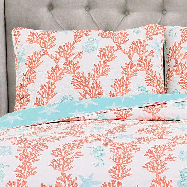 Lush Décor Dina Coral Quilt 3 Piece Set