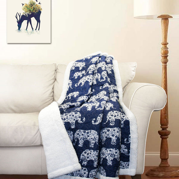 Lush Décor Elephant Parade Sherpa Throw