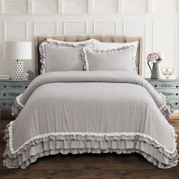 Lush Décor Ella Ruffle Lace 3 Piece Comforter Set