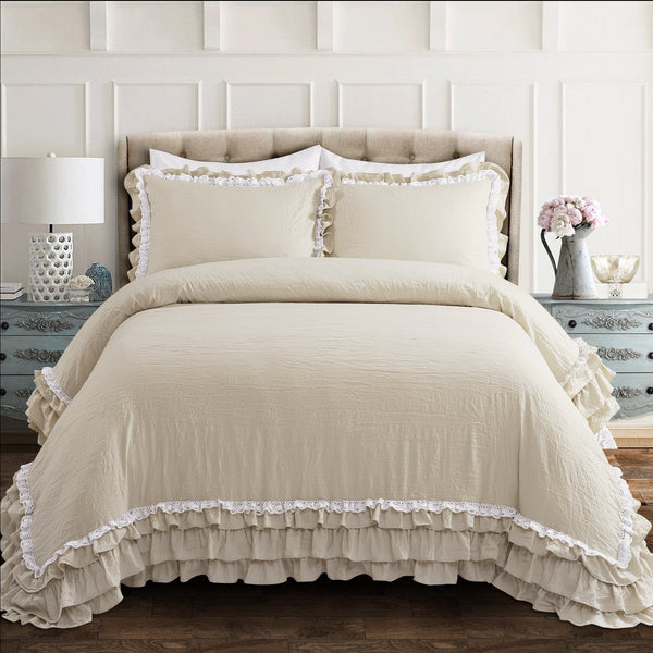 lush décor Ella Ruffle Lace 3 Piece Comforter Set