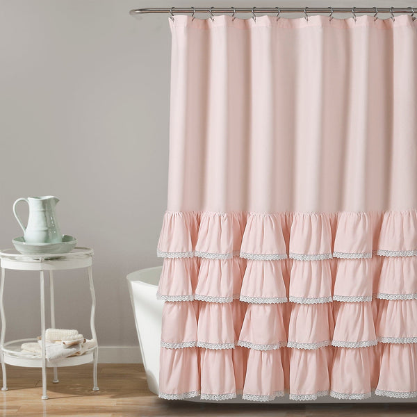 Lush Décor Ella Ruffle Lace Shower Curtain