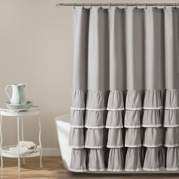 Lush Décor Ella Ruffle Lace Shower Curtain