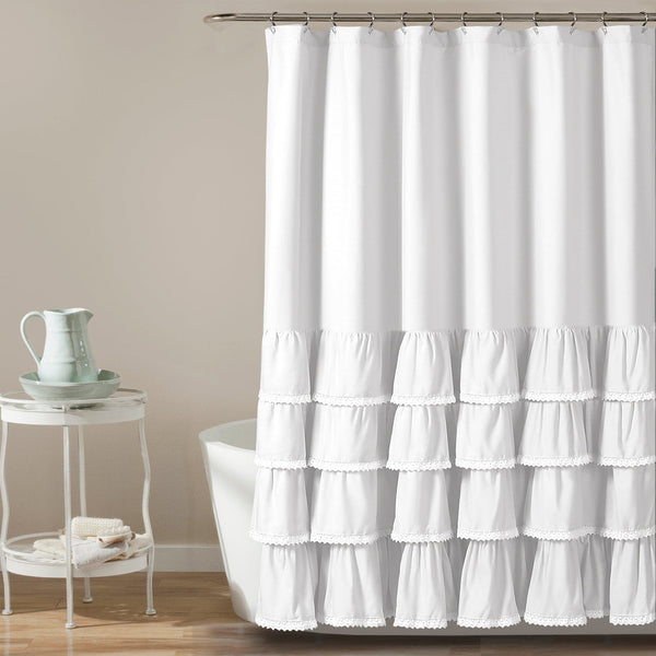 Lush Décor Ella Ruffle Lace Shower Curtain