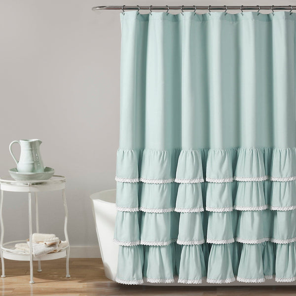 lush décor Ella Ruffle Lace Shower Curtain