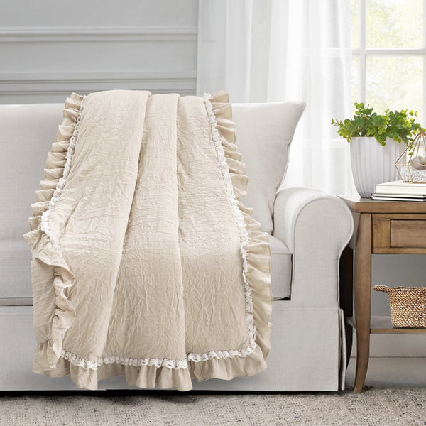 lush décor Ella Ruffle Lace Throw