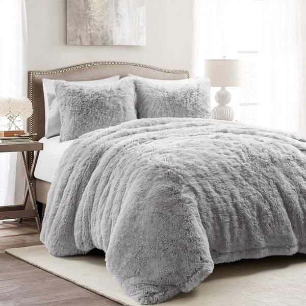 Lush Décor Emma Faux Fur Duvet Cover 3 Piece Set