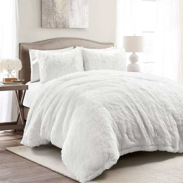 lush décor Emma Faux Fur Duvet Cover 3 Piece Set