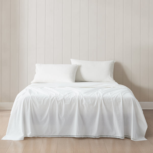 lush décor Evelyn Lace Trim Cotton Sheet Set