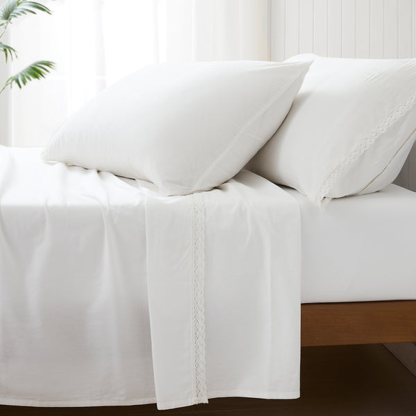 Lush Décor Evelyn Lace Trim Cotton Sheet Set