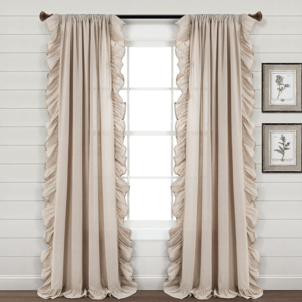 Lush Décor Faux Linen Ruffle Window Curtain Panel