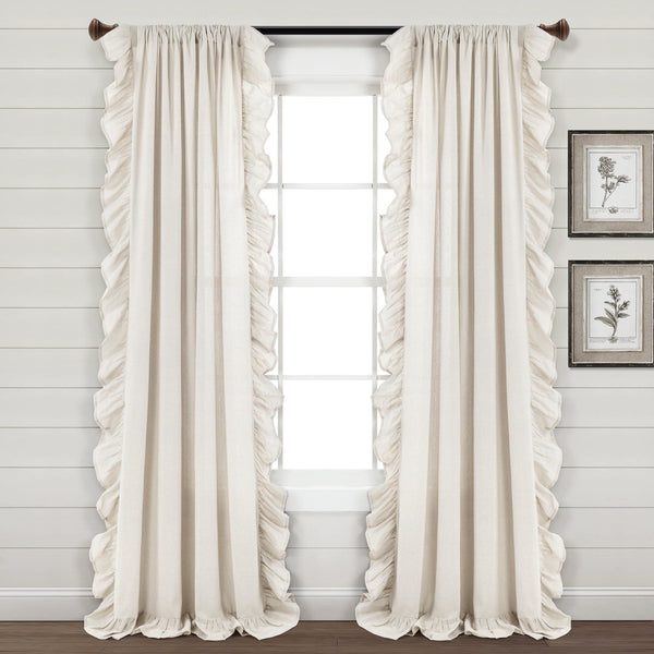 lush décor Faux Linen Ruffle Window Curtain Panel
