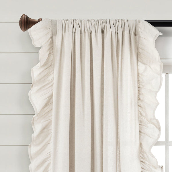 Lush Décor Faux Linen Ruffle Window Curtain Panel