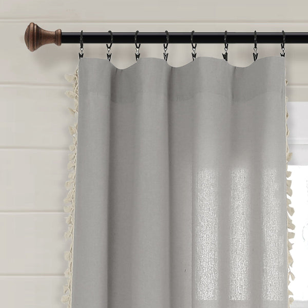 Lush Décor Faux Linen Tassel Window Curtain Panel