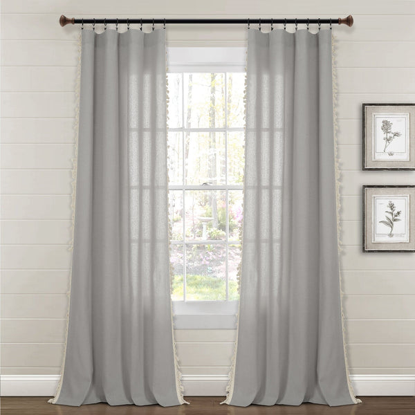 lush décor Faux Linen Tassel Window Curtain Panel