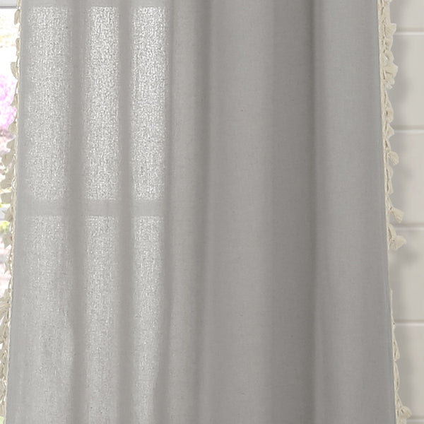 Lush Décor Faux Linen Tassel Window Curtain Panel