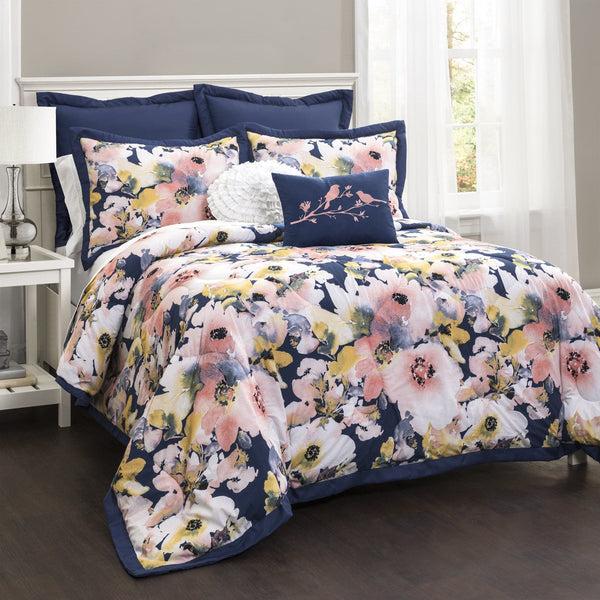 lush décor Floral Watercolor Comforter 7 Piece Set