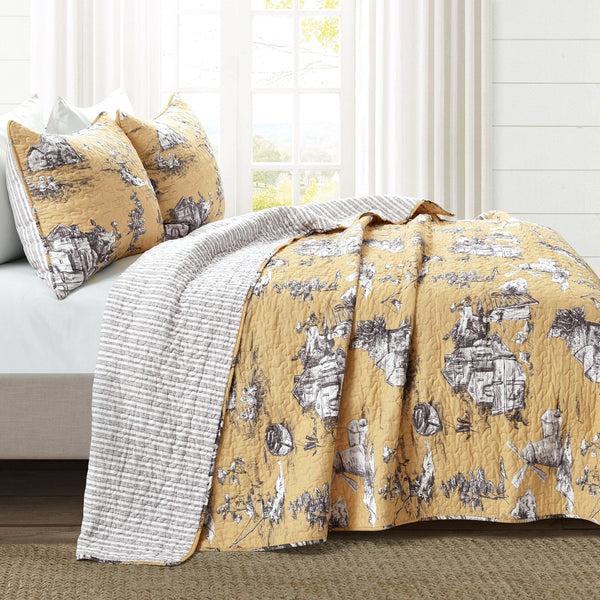 Lush Décor French Country Toile 3 Piece Quilt Set