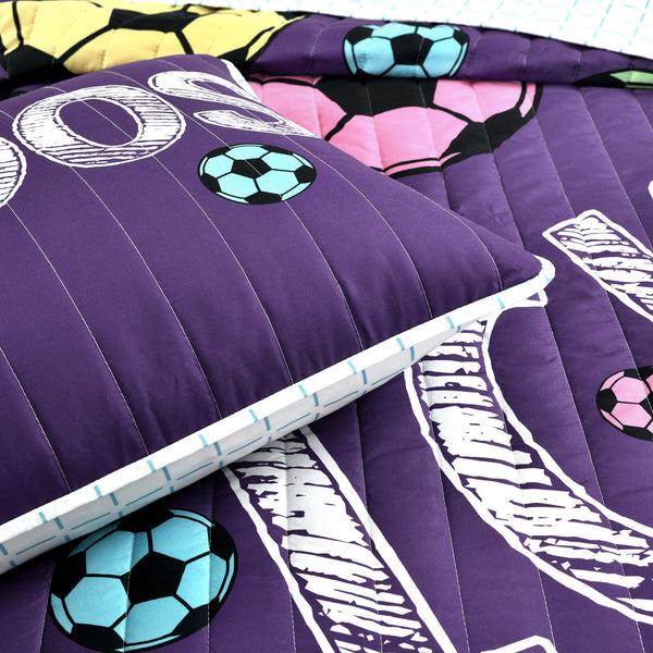 Lush Décor Girls Soccer Kick Quilt Set