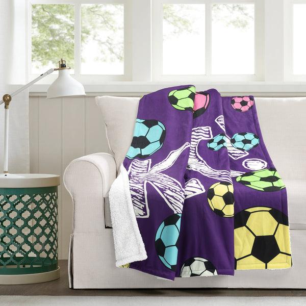 lush décor Girls Soccer Kick Sherpa Throw