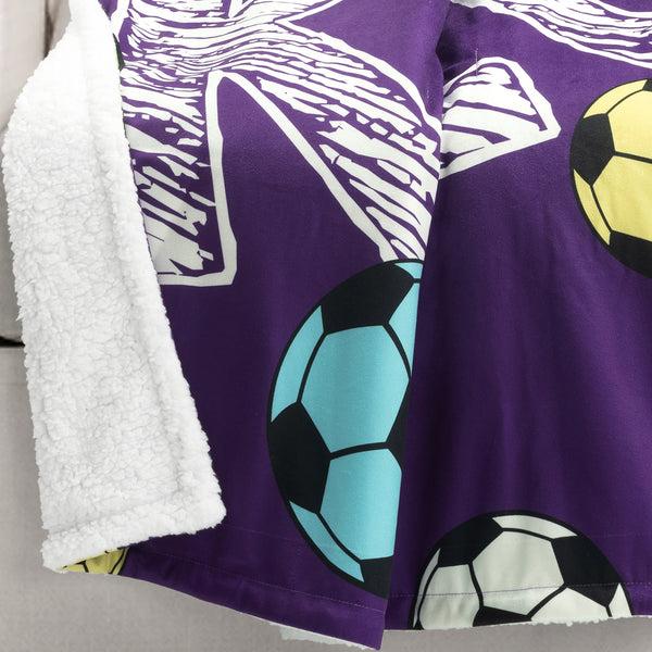 Lush Décor Girls Soccer Kick Sherpa Throw