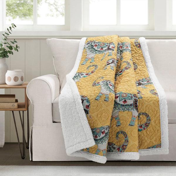 Lush Décor Hati Elephants Throw Sherpa