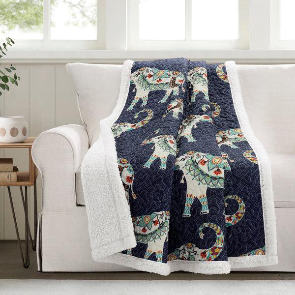 Lush Décor Hati Elephants Throw Sherpa