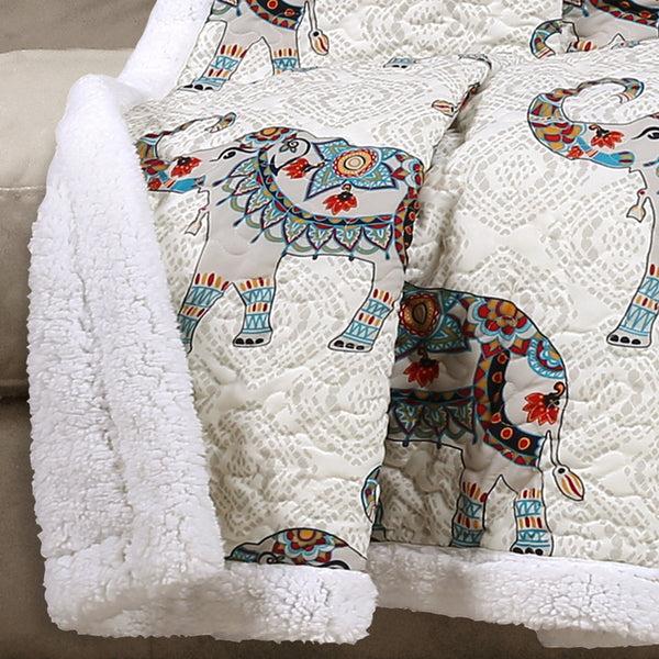 Lush Décor Hati Elephants Throw Sherpa