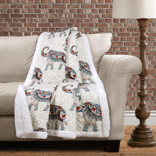 lush décor Hati Elephants Throw Sherpa