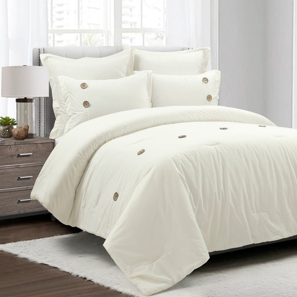 Lush Décor Linen Button Comforter 5 Piece Set