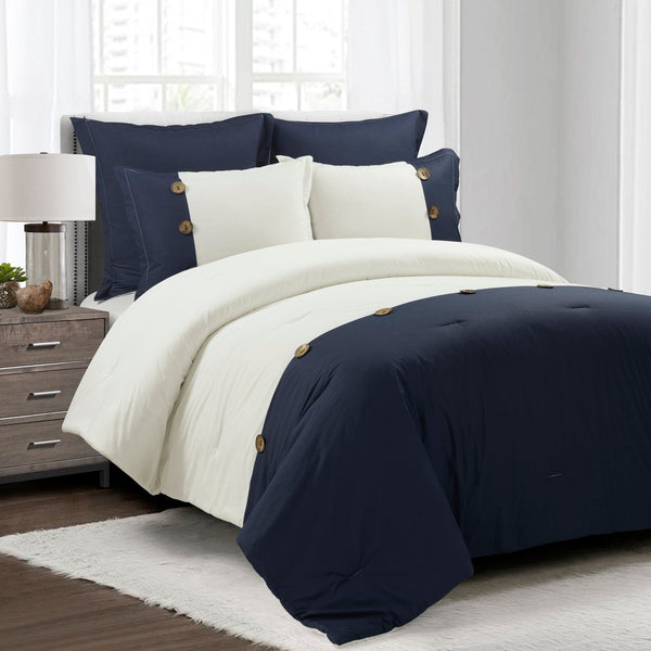 lush décor Linen Button Comforter 5 Piece Set