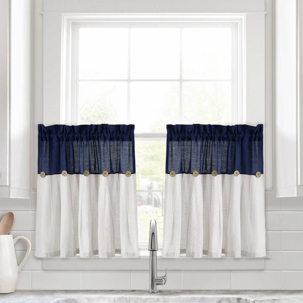 Lush Décor Linen Button Kitchen Window Tiers Set