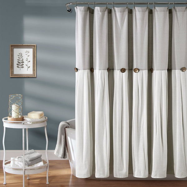 Lush Décor Linen Button Shower Curtain