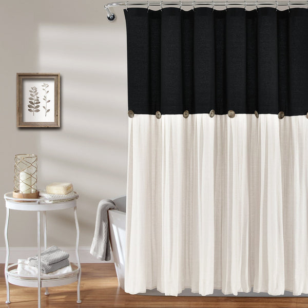 Lush Décor Linen Button Shower Curtain
