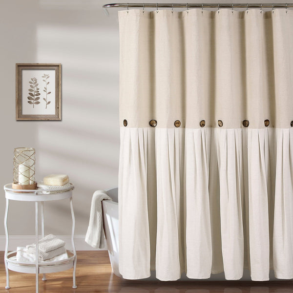 Lush Décor Linen Button Shower Curtain