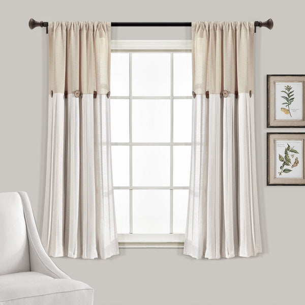 Lush Décor Linen Button Window Curtain Panel