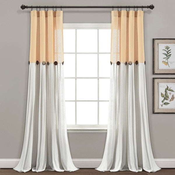 Lush Décor Linen Button Window Curtain Panel