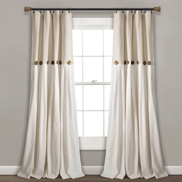 Lush Décor Linen Button Window Curtain Panel