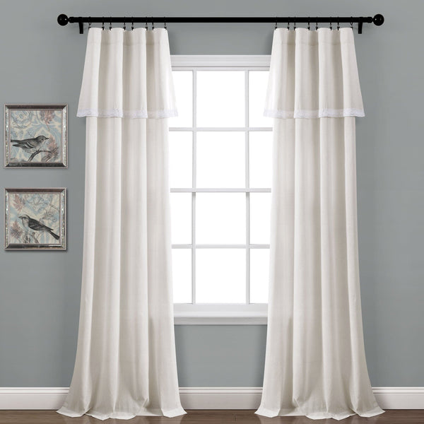 Lush Décor Linen Lace Window Curtain Panel Set
