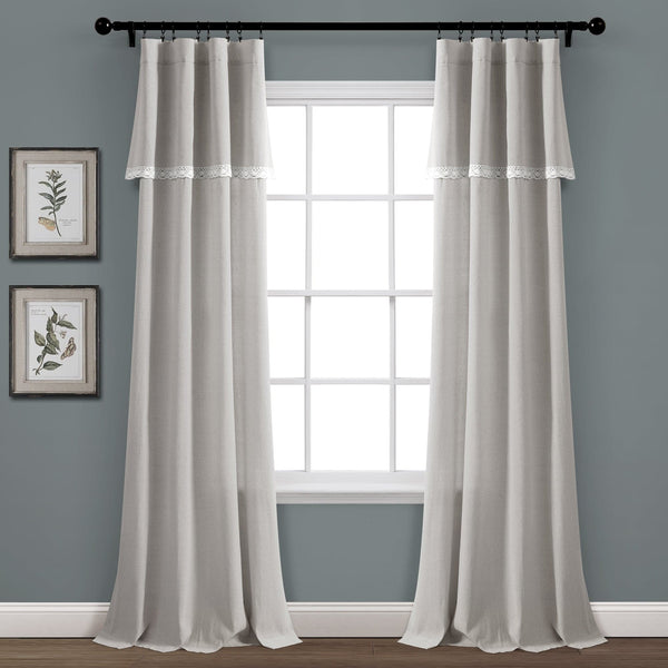 Lush Décor Linen Lace Window Curtain Panel Set