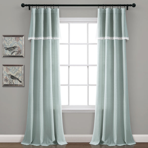 lush décor Linen Lace Window Curtain Panel Set