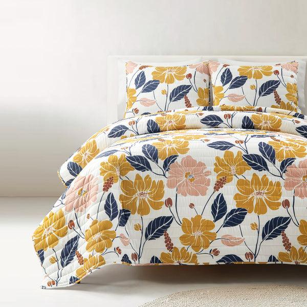 lush décor Lucia Abstract Floral Cotton Quilt Set