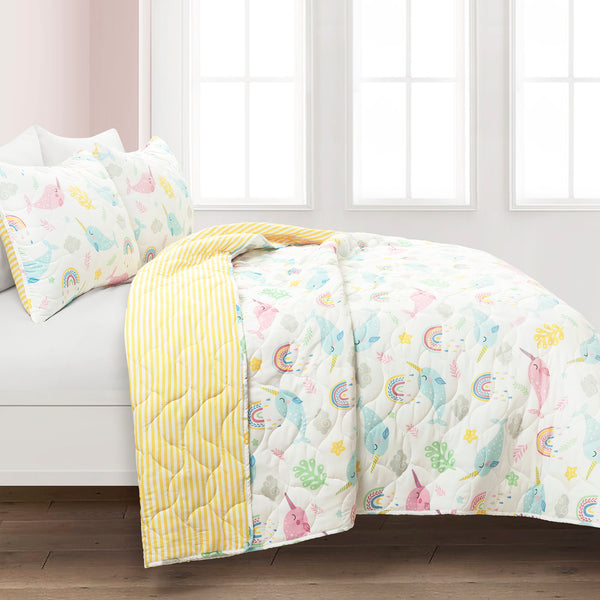 Lush Décor Magical Narwhal Quilt Set